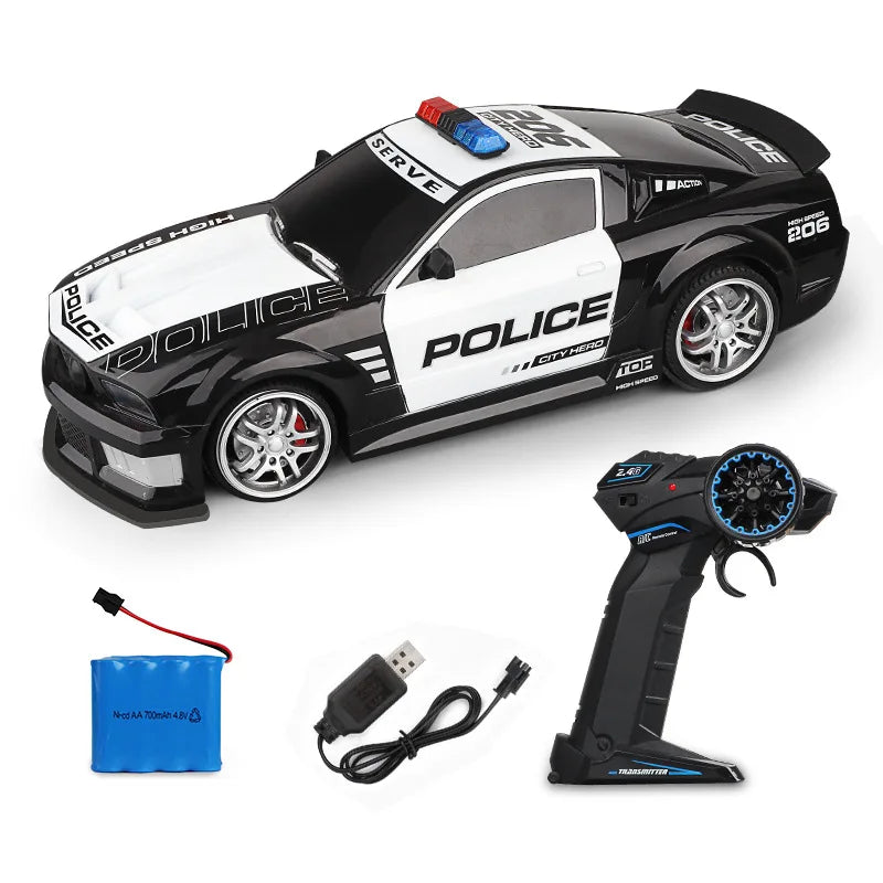 1/12 Rc Police Car Kids Toy 2.4G Remote Control Vehicle Simulation with Light Electric Radio Control Car Kids Gift Toys for Boys