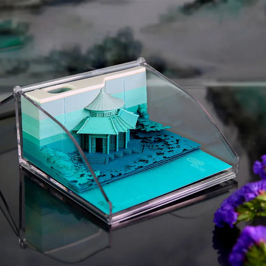 Omoshiroi Block 3D Memo Pad Retro Royal Garden Notepad Cubes 160Sheets Sticky Notes Office Stationery Wedding Bridesmaid Gift