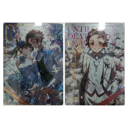 Anime Demon Slayer Kamado Tanjirou Kochou Shinobu Iguro Obanai Kanroji Mitsuri Rare Collectible Cards Birthday Gifts Kid Toys
