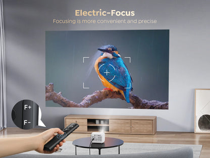 【Enfoque eléctrico】 Miniproyector Android, YABER L1 Proyector de video de 20000 lúmenes 5G WiFi Bluetooth, compatible con proyector portátil P