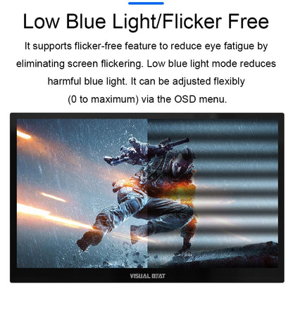 Visual Beat Portable Touch Screen Monitor 17.3'' 1080P FHD IPS USB-C Display with USB 2.0, HDMI, Dual Speakers for Laptop PC