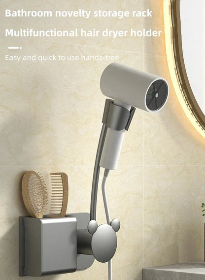 Bathroom Shelf on The Wall Without Drilling Multifunctional Storage Shelves Organizer Bathroom Hair Dryer Holder Toilet Cradle