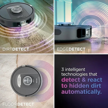 PowerDetect Self-Empty Robot Vacuum, Auto Deep-Clean Carpets & Hardfloors,XL 60 Day Capacity HEPA Bagless Base Neutralizes Odors