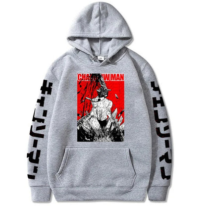 2024 Japanese Anime Hoodie Chainsaw Man Logo Gothic Printed Long Sleeve Streetwear Sweatshirt Fashion New Oversized Hip Hop Clot