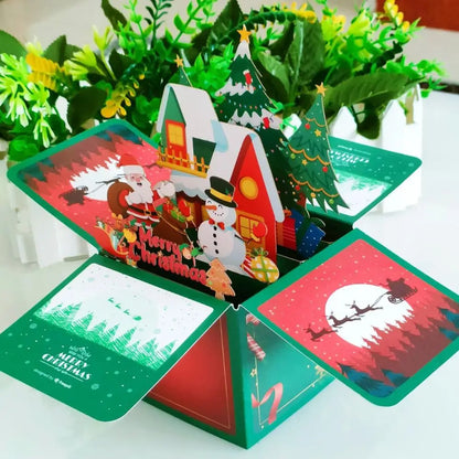 3D Pop Up Greeting Cards Merry Christmas Cards New Year Greeting Cards Birthday Blessing Postcard Swan Mermaid Thank You Cards