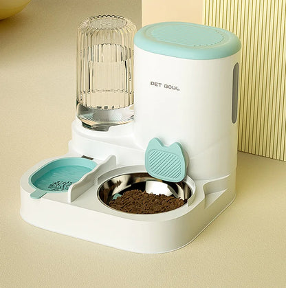 Comedero automático para gatos, cuenco de comida para gatos de gran capacidad con fuente de agua, dispensador para perros pequeños y gatos, contenedor de almacenamiento de alimentos