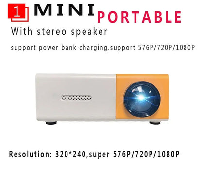 Mini projecteur LED YG300 Version améliorée Yg300 1000 lumens 320 x 240 P compatible HDMI USB Audio Home Media Player Beamer