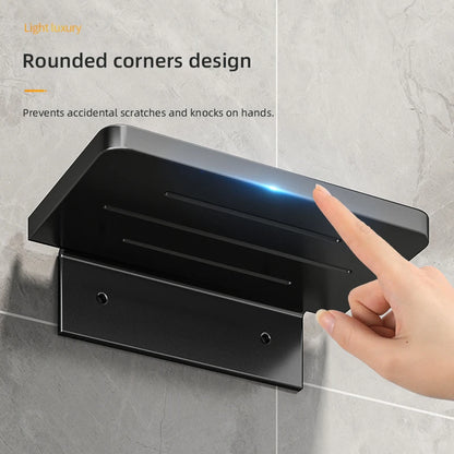ABS Bathroom Shelf Storage Rack Black Shelves Wall Holder Shower Basket Phone Storage Bathroom Organization WB8011