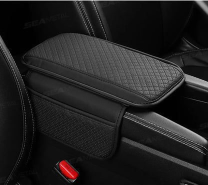 SEAMETAL Car Arm Rest Cover Cushion Wear-Resistant Center Console Box Protector Anti Slip Armrest Box Pad with Storage Pocket