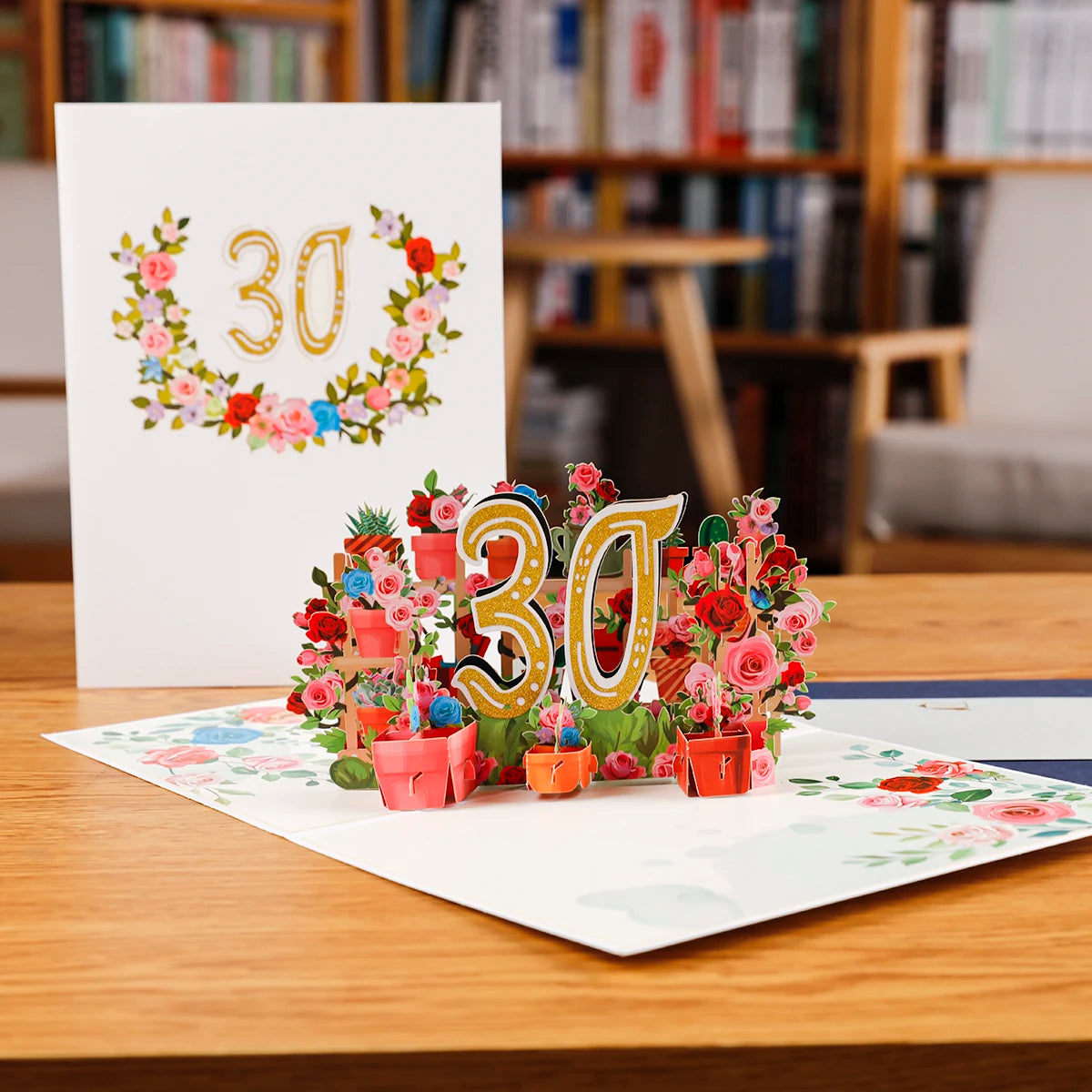Tarjeta de aniversario emergente con números 1, 10, 28, 21 y 30 en 3D para cumpleaños, bodas