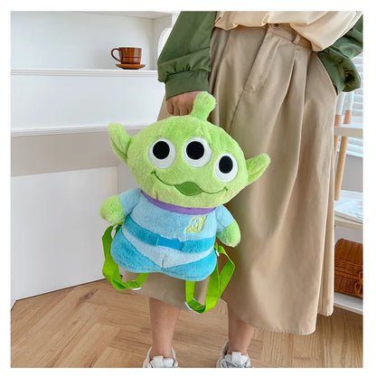 40cm Genuine Disney Toy Story Alien Plush Schoolbag Backpack Kawaii Soft Cartoon Stuffed Toy Child Kawaii Backpacks For Children