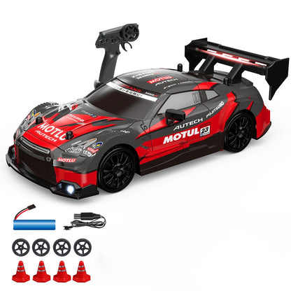 1:24 Coche de derrape RC de alta velocidad Mustang 4WD Coche de carreras de control remoto Regalo Coche de carreras de competición Juguete para niños Neumático reemplazable