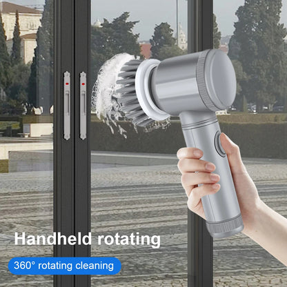 5 In 1 Electric Spin Scrubber with 5 Replaceable Brush Heads Electric Washing Up Brush 360 Degree Rotating for Tiles Glass Grill