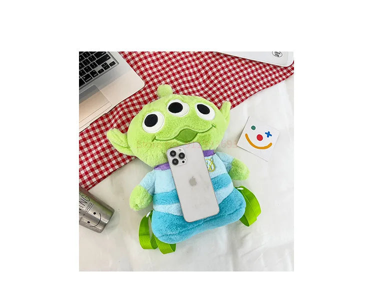 40cm Genuine Disney Toy Story Alien Plush Schoolbag Backpack Kawaii Soft Cartoon Stuffed Toy Child Kawaii Backpacks For Children