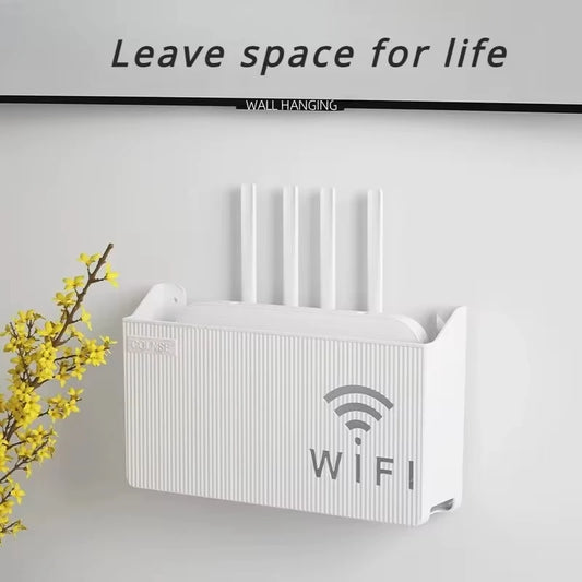 Caja de almacenamiento con estante para enrutador inalámbrico Wifi, caja organizadora de plástico ABS para colgar en la pared, caja organizadora con soporte de alimentación para cables, caja organizadora para decoración del hogar