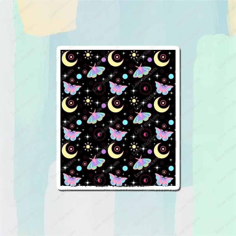 Pastel Moths 5PCS Stickers for Living Room Bumper Anime Cute Kid Car Art Print Window Home Decor