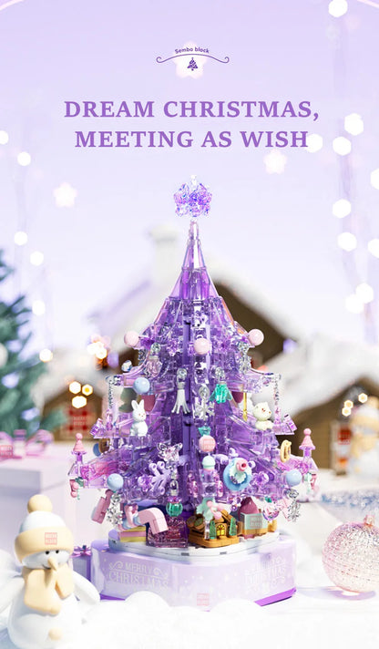 SEMBO Fantasy Christmas Tree Light Music Box Building Blocks MOC Sweet Cake Cup Model Bricks Toys Romantic Gifts for Girlfriend