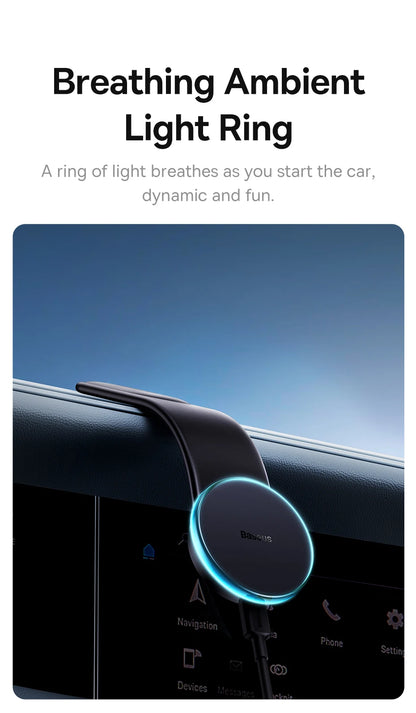 Baseus C02 Pro Series Magnetic Wireless Charging Car Mount Cluster Black