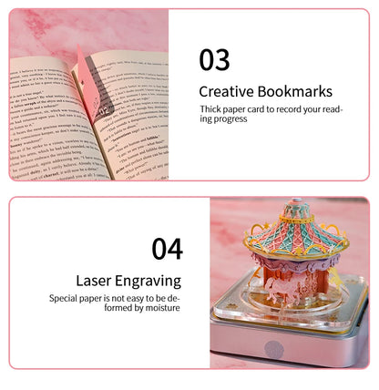 3D Calendar 2025 Memo Pad Omoshiroi Block Carousel Blue Notepad Artistic 3D Paper Art Sculpture Model Desk Ornaments Novel Gift