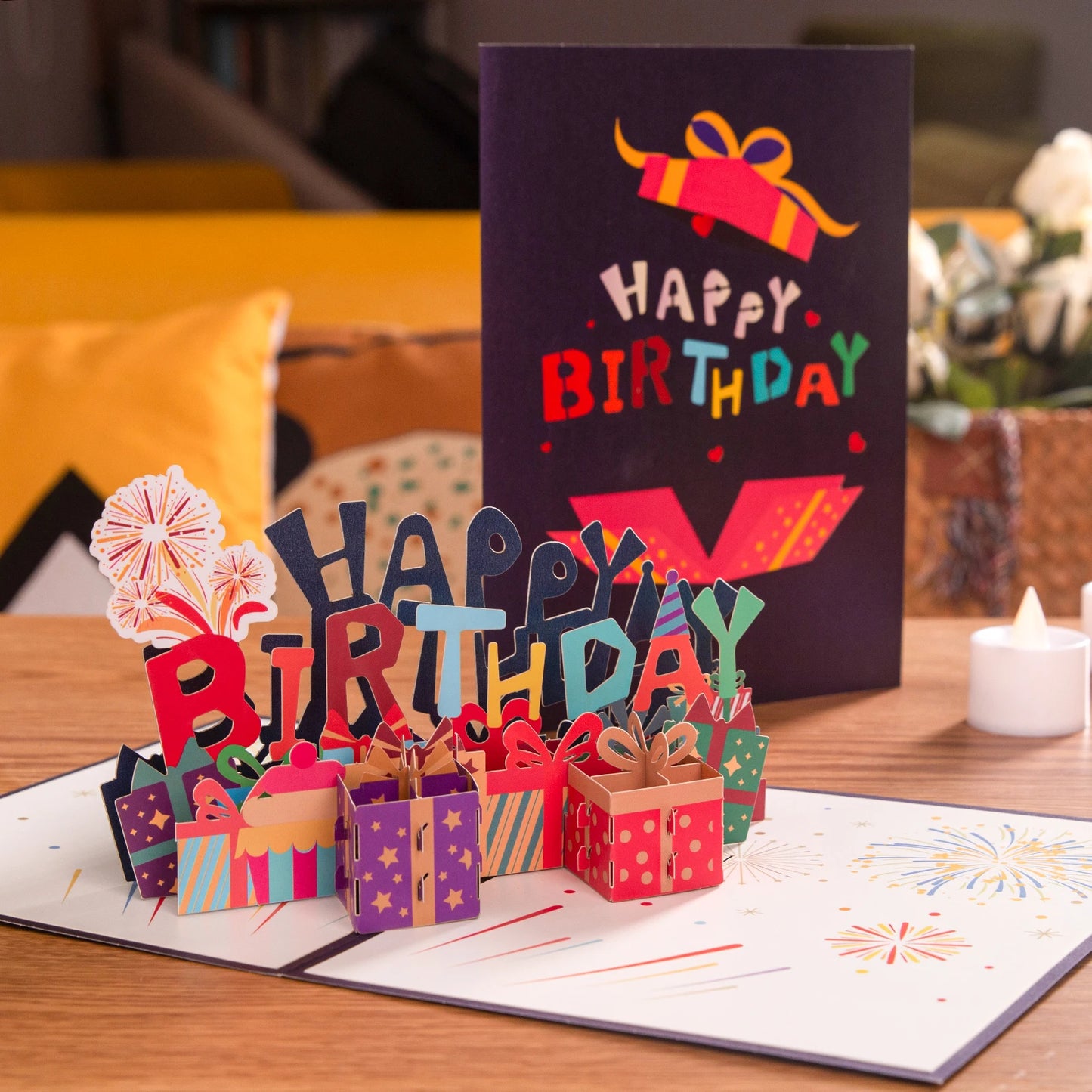 3D Pop-Up Cards Flowers Birthday Card Anniversary Gifts Postcard Maple Cherry Tree Wedding Invitations Greeting Cards