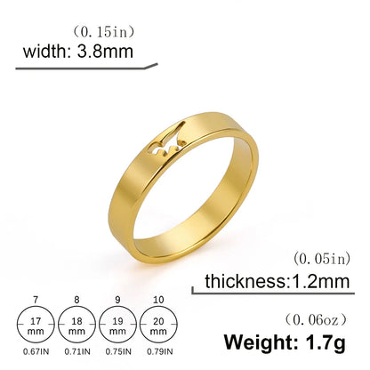 Skyrim Hollow Dinosaur Ring Stainless Steel Gold Color Tyrannosaurus Brachiosaurus Finger Rings Couple Jewelry for Women Men