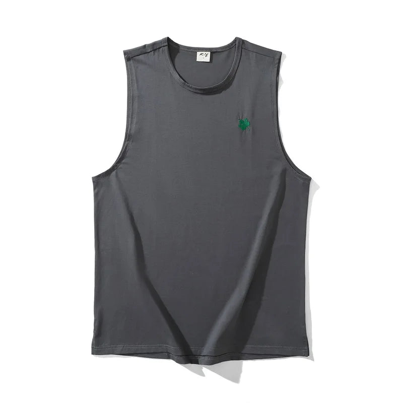 Plus Size Men's Sport Fitness Vest Cotton Trendy Sleeveless T-Shirt Shoulder Vest Casual Top Clearance Special Price