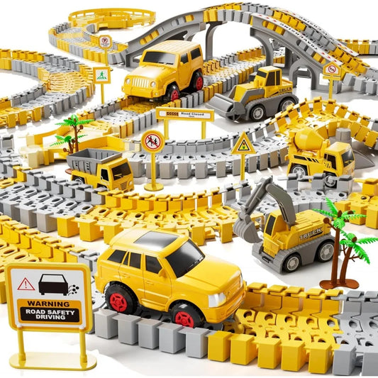 Toddler Boy Toys 239 PCS Race Tracks Toys Gift, 6 PCS Construction Car Toys Gifts , Christmas Birthday Gifts Toys