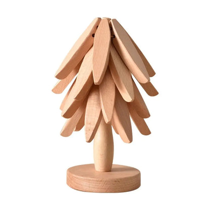 3/4PCS Anti Scald Heat Tree Design Coaster Resistant Coaster Wood Placemats Heat Insulating Mat Tree Shape Non-slip Coaster Set