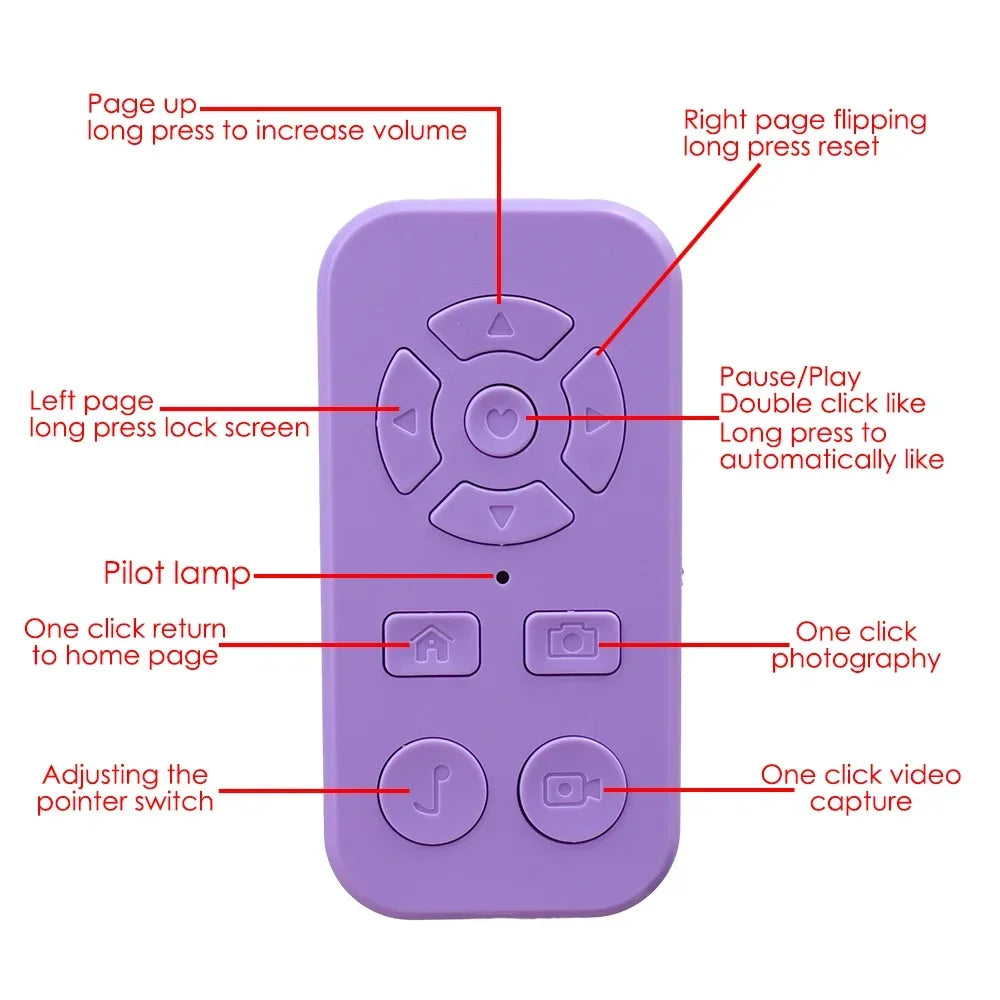 Rechargeable Bluetooth Remote Control Protable Self-Timer Camera Stick Shutter Button Wireless Controller for IPhone Samsung