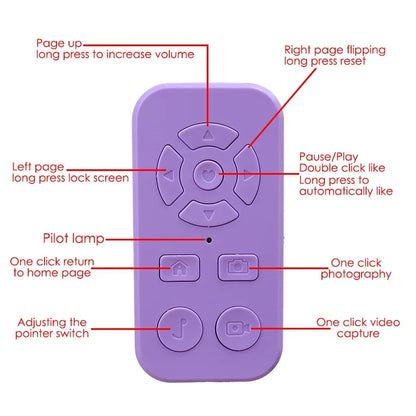 Rechargeable Bluetooth Remote Control Protable Self-Timer Camera Stick Shutter Button Wireless Controller for IPhone Samsung