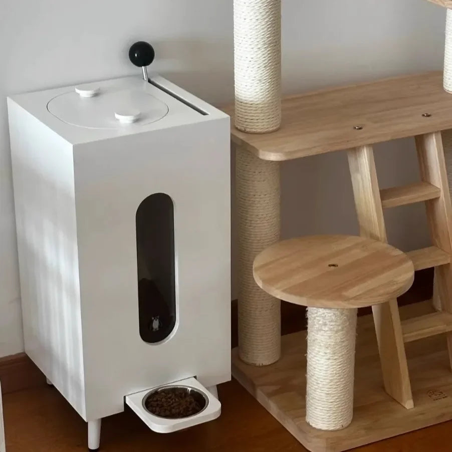 Pet Feeder Grain Storage Dogs and Cats Feeding Wooden Moisture-Proof