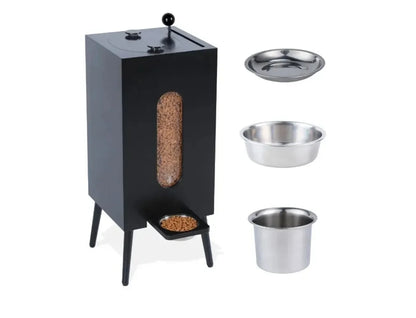 Pet Feeding Bowl 10L Large Capacity Storage And Dispenser Dog Feeder Wooden Cat Food Bowl
