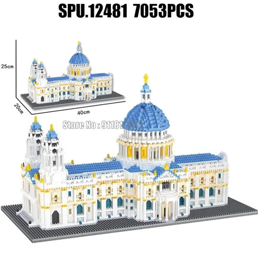 8650 7053pcs World Great Architecture Famous St. Paul Cathedral London Uk Mini Diamond Building Blocks Toy