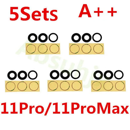 Absuhjx 5sets A++ Back Camera Glass Lens for iPhone 11 12 13 Pro Max 13Mini 14 14Plus X XS XR Rear Cam Holder