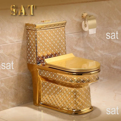 Safe and Comfortable Luxury Western Bath Ceramic Gold Toilet S Trap  WC Toilet