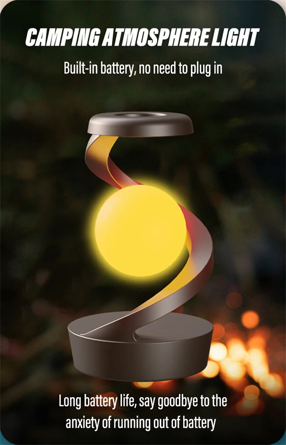Rechargeable reading desk lamp Bedside night light Outdoor camping light With hand waving control mode Supports wireless  charge
