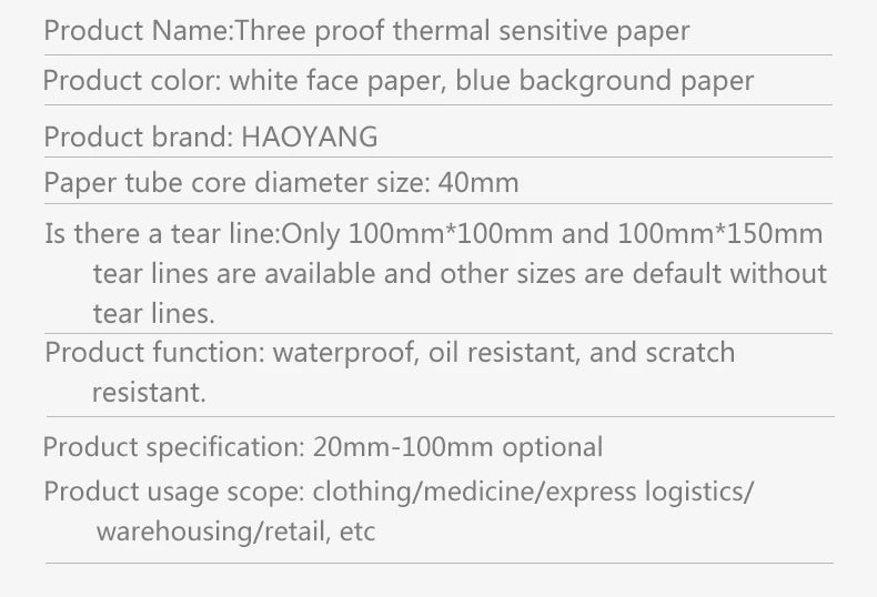 Étiquettes thermiques de 100 mm de largeur, plusieurs tailles, rouleaux de papier autocollants, étiquettes vierges blanches pour étiquettes thermiques, autocollants en papier auto-adhésifs