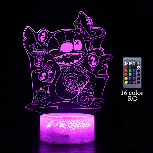 Stitch 3D Led Lamps Money Shape Bedroom Bedside Table Lamp Night Light Home Bedroom Office Christmas Decorations Kids Gift Toys