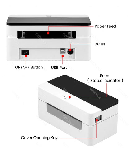 Impresora térmica de etiquetas X-Printer D463B de 80 mm, máquina para fabricar etiquetas de envío de 110 mm, USB, Bluetooth, impresión de códigos de barras de 3 o 4 pulgadas