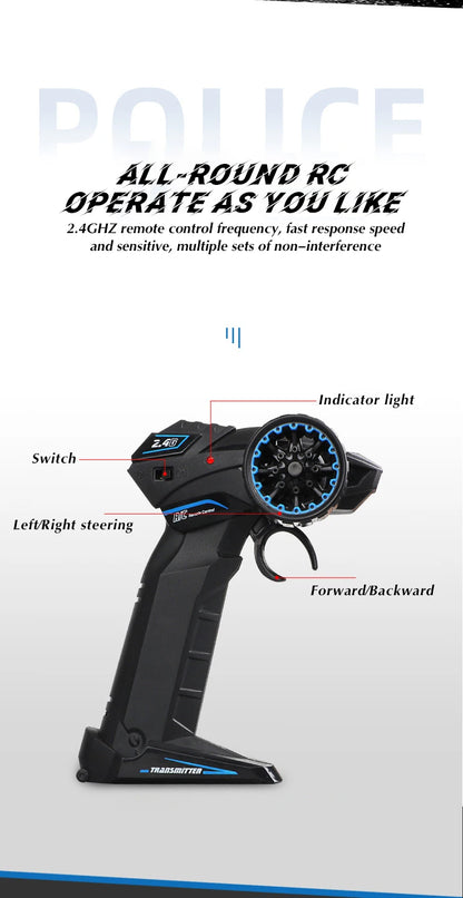 1/12 Rc Police Car Kids Toy 2.4G Remote Control Vehicle Simulation with Light Electric Radio Control Car Kids Gift Toys for Boys