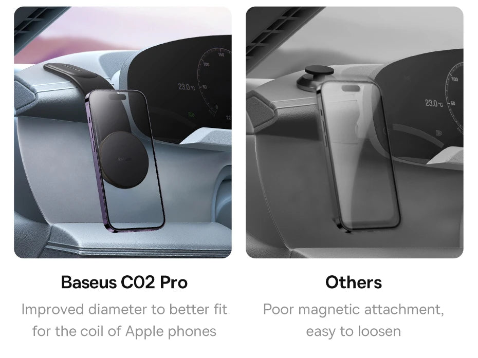 Baseus C02 Pro Series Magnetic Wireless Charging Car Mount Cluster Black