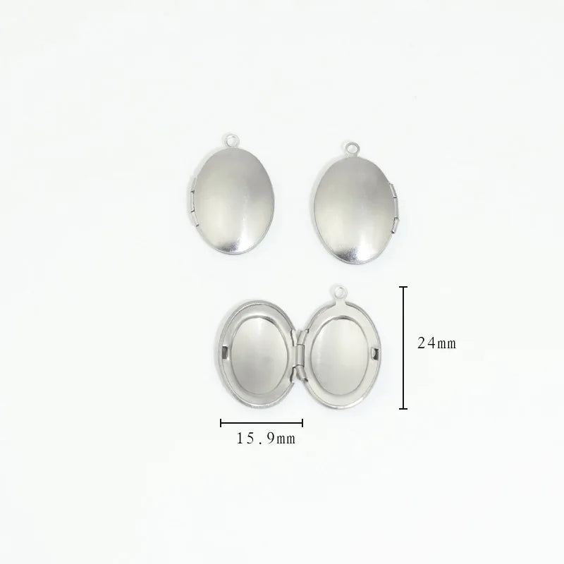 BoYuTe (20 Pieces/Lot) 316 Stainless Steel Oval Shaped Locket Pendant Can Open Photo Locket Diy Jewelry Materials