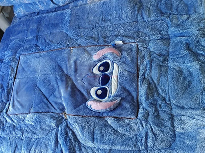 Stitch Disney Throw Pillow Blanket 2-in-1 Kawahiran Velvet Throw Pillow Thickened Nap Blanket Living Room Christmas Gift