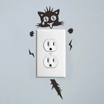 2Pcs/Set Cat Wall Sticker, Funny Cute Cat Switch Wall Sticker, Art Wall Stickers Art Murals, for Home Living Room Bedroom Decora