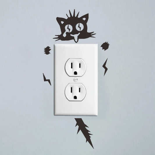 2Pcs/Set Cat Wall Sticker, Funny Cute Cat Switch Wall Sticker, Art Wall Stickers Art Murals, for Home Living Room Bedroom Decora