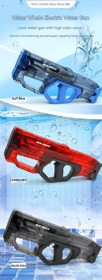 2024 New High Capacity transparent Continuous Fully Automatic Electric Water Gun Toys Summer Outdoor Powerful Playing For Kids