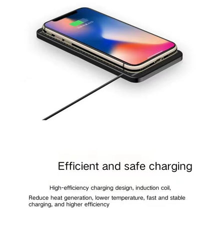 Alfombrilla de silicona antideslizante 2 en 1 de 15 W para salpicadero de coche, soporte de carga rápida, cargador inalámbrico Qi, base de carga para iPhone y Samsung