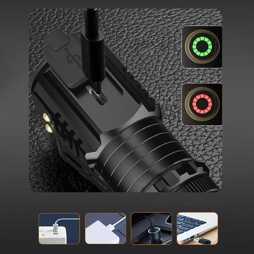 Portable Magnetic Flashlight LED Waterproof Magnetic Flashlight Aluminum Alloy Powerful Torch with P35 Lamp Beads