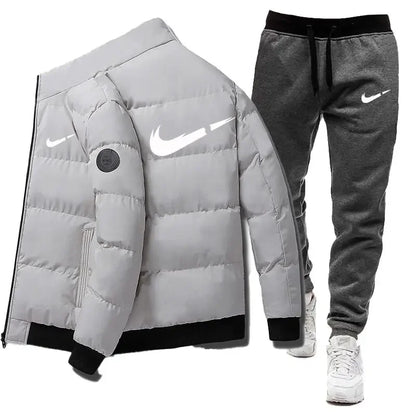 2024 Winter Casual Men's Sports Set 2-piece Set Letter Printed Fashion Brand Jacket+Sports Pants 2-piece Set