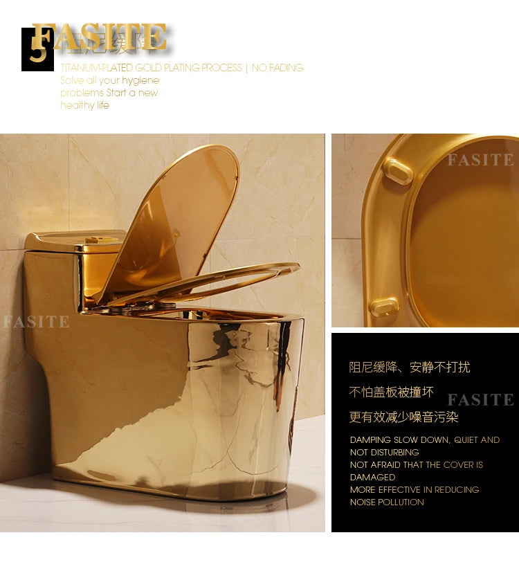 4D rotary flush color gold water-saving and deodor-proof toilet color tyrant gold toilet